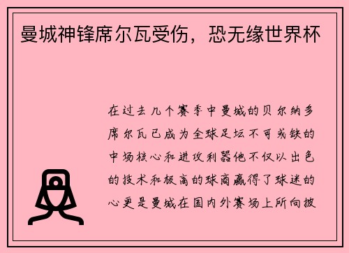 曼城神锋席尔瓦受伤，恐无缘世界杯